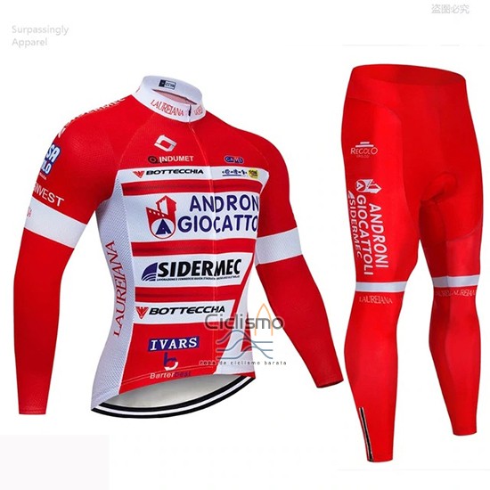 Androni Giocattoli Ropa Ciclismo Culotte Largo 2019 Hombre Mangas Largas Rojo Blanco